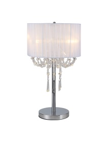 Freida Polished Chrome-White Crystal Table Lamps Diyas Shaded Table Lamps